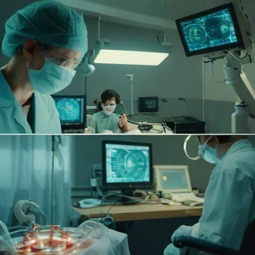 Remote surgery using robotic arms