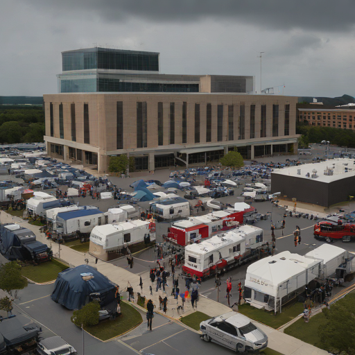 미국 델라웨어주 법원 앞의 미디어 취재 열기