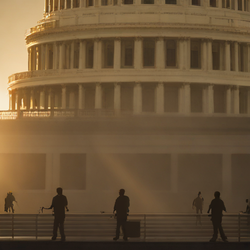 Silhouettes of diverse workers against a backdrop of the US Capitol, representing the workforce debate