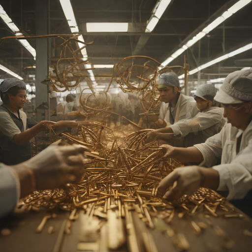 A symbolic handshake or collaborative scene between diverse workers in a modern setting