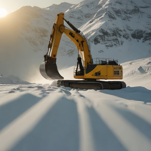 An industrial mining operation in a stark, snowy Greenlandic landscape, with modern machinery extracting minerals.
