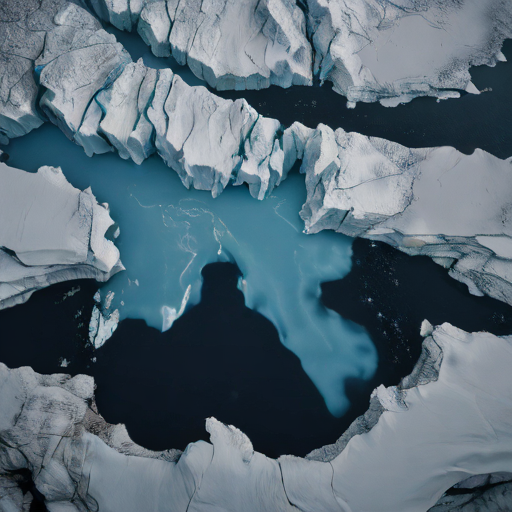Aerial view of a massive glacier calving into the ocean in Greenland, highlighting the scale of melting ice
